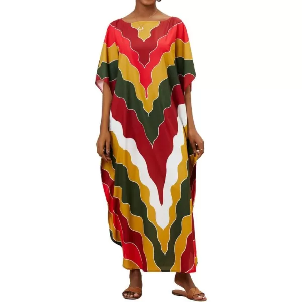 Bsubseach Colorful Kaftan Dresses for Women Plus Size Long Bathing Suit Cover Ups