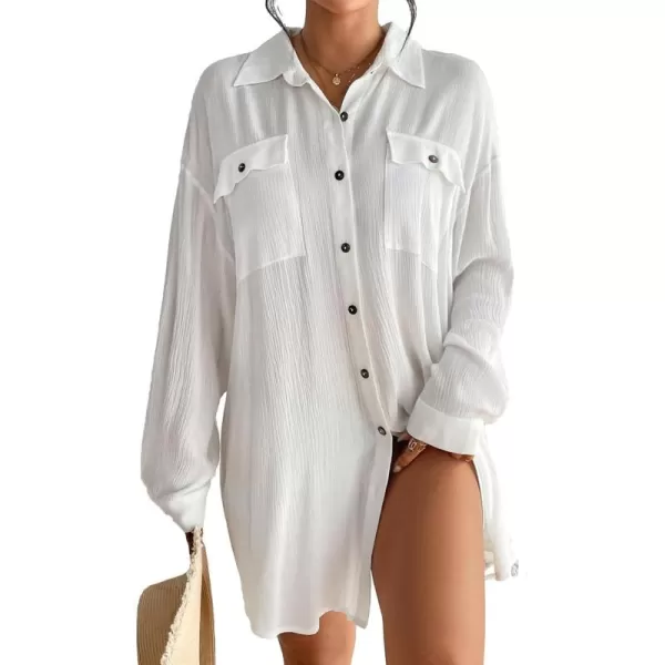 Bsubseach Cover Up Shirts for Women Button Down Swim Coverup Beach Casual Blouse Tops