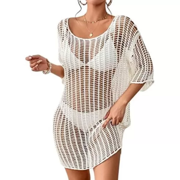 Bsubseach Crochet Beach Cover Up for Women Hollow Out Swimsuit Coverup Knit Pullover Beach Dress