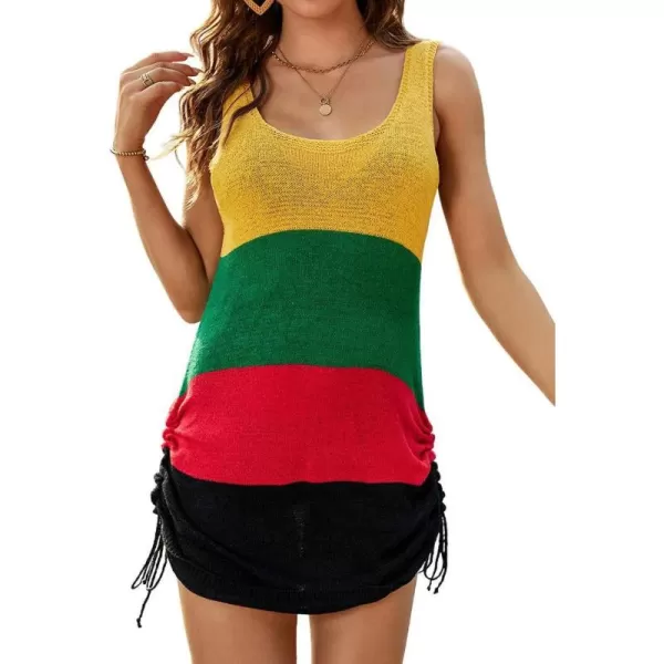 Bsubseach Crochet Cover Up for Swimwear Women Knit Beach Tank Dress Hollow Out Bathing Suit Cover Ups