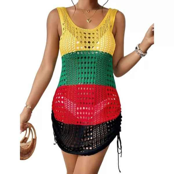 Bsubseach Crochet Cover Up for Swimwear Women Knit Beach Tank Dress Hollow Out Bathing Suit Cover Ups