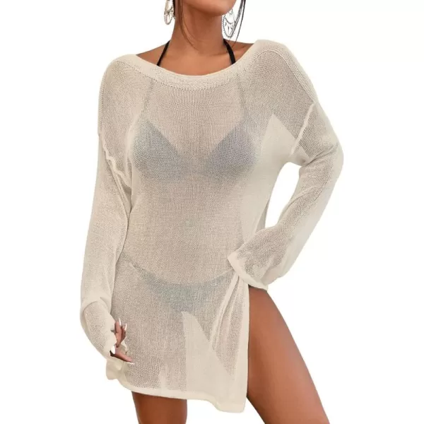Bsubseach Crochet Cover Ups for Swimwear Women Beach Blouse Sheer Swim Coverups Mesh Knitted Dress