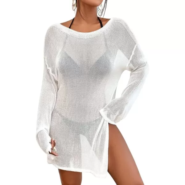 Bsubseach Crochet Cover Ups for Swimwear Women Beach Blouse Sheer Swim Coverups Mesh Knitted Dress