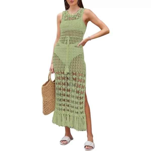 Bsubseach Crochet Cover Ups for Swimwear Women Sleeveless Knit Beach Dress Open Back Bathing Suit Coverup