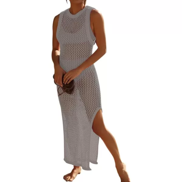 Bsubseach Crochet Swim Coverup Sleeveless Knitted Cover Up Dress