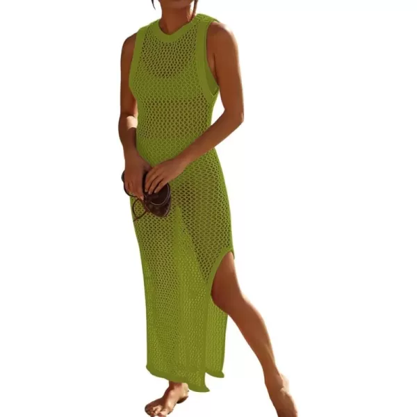 Bsubseach Crochet Swim Coverup Sleeveless Knitted Cover Up Dress