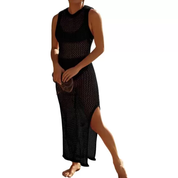 Bsubseach Crochet Swim Coverup Sleeveless Knitted Cover Up Dress