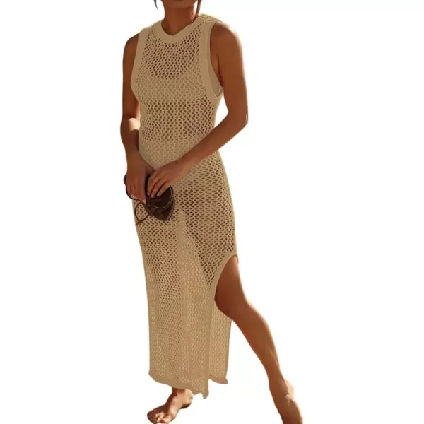 Bsubseach Crochet Swim Coverup Sleeveless Knitted Cover Up Dress