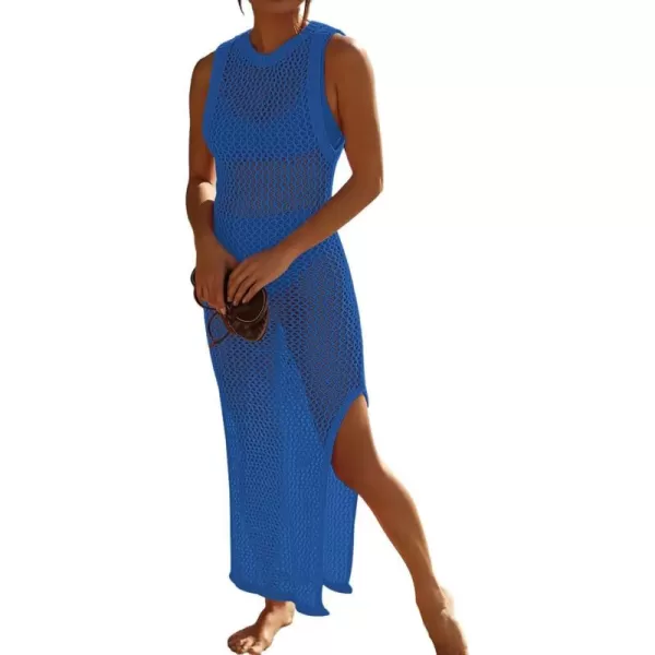 Bsubseach Crochet Swim Coverup Sleeveless Knitted Cover Up Dress