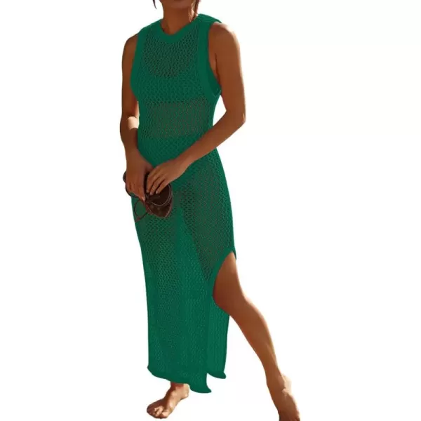 Bsubseach Crochet Swim Coverup Sleeveless Knitted Cover Up Dress