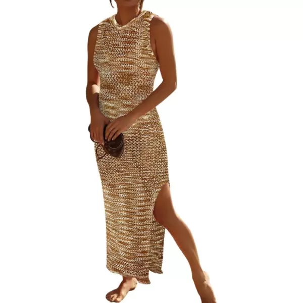 Bsubseach Crochet Swim Coverup Sleeveless Knitted Cover Up Dress
