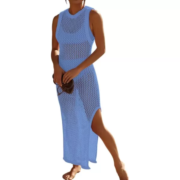 Bsubseach Crochet Swim Coverup Sleeveless Knitted Cover Up Dress