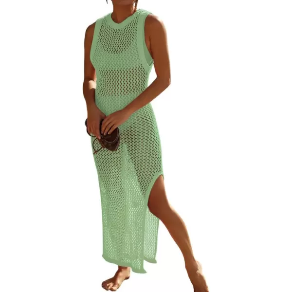 Bsubseach Crochet Swim Coverup Sleeveless Knitted Cover Up Dress