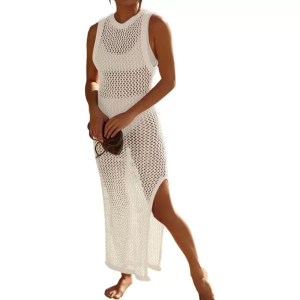Bsubseach Crochet Swim Coverup Sleeveless Knitted Cover Up Dress