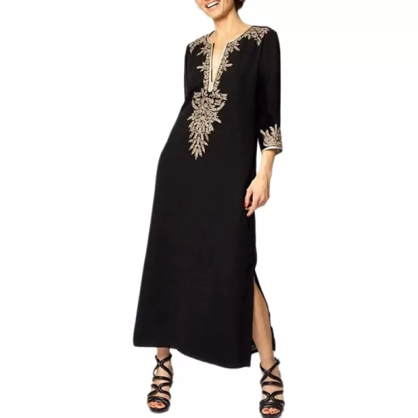 Bsubseach Embroidery Beach Kaftan Dress for Women Short Sleeve Bikini Swimsuit Cover Up