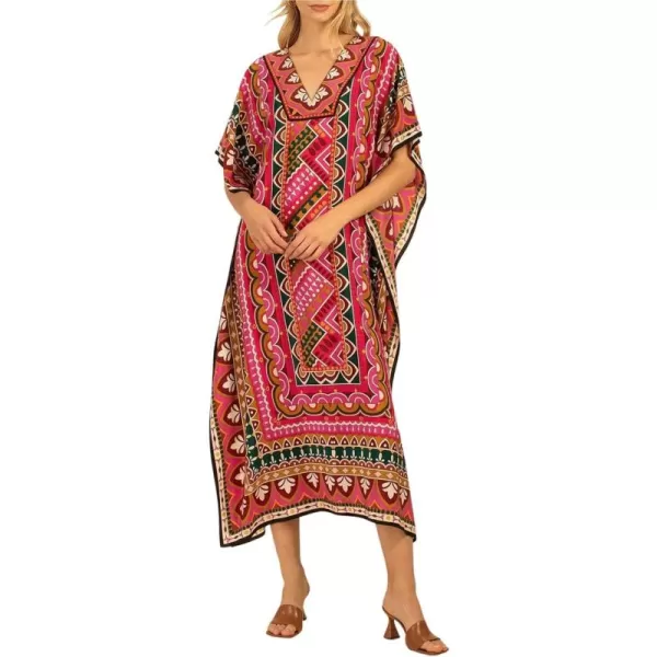 Bsubseach Ethnic Kaftan Dresses for Women Swimsuit Cover Up Resort Wear Printed Dress