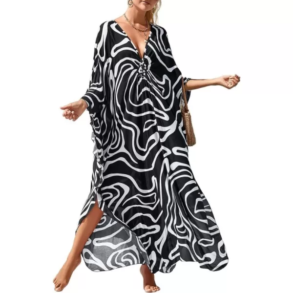 Bsubseach Kaftan Dresses Cover Up for Swimwear Women Plus Size Animal Print Caftan Resort Dress