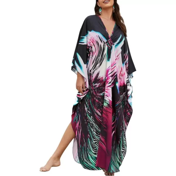 Bsubseach Kaftan Dresses Cover Up for Swimwear Women Plus Size Animal Print Caftan Resort Dress