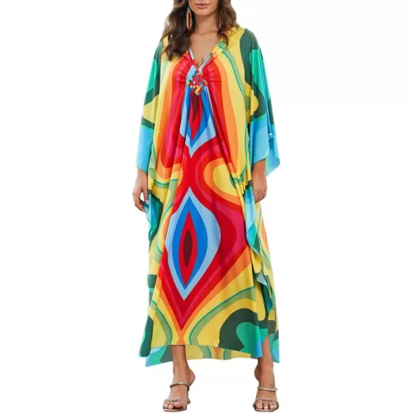 Bsubseach Kaftan Dresses Cover Up for Swimwear Women Plus Size Animal Print Caftan Resort Dress