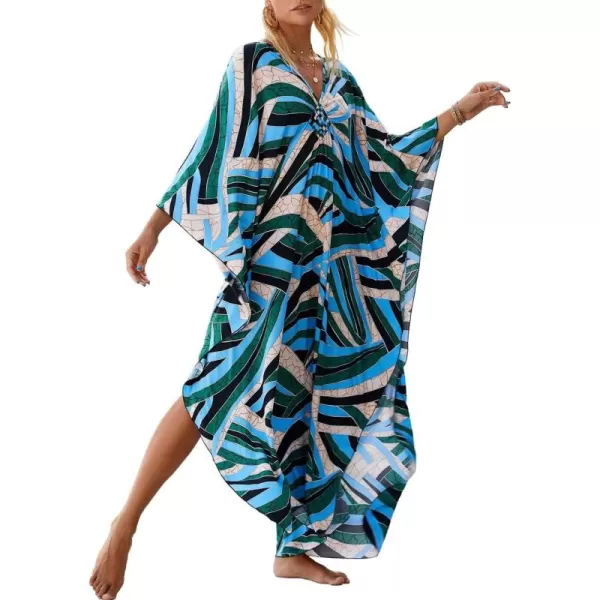 Bsubseach Kaftan Dresses Cover Up for Swimwear Women Plus Size Animal Print Caftan Resort Dress