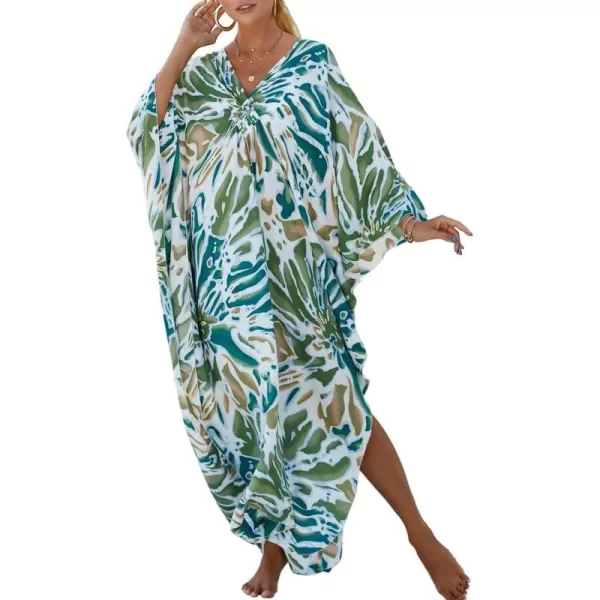 Bsubseach Kaftan Dresses Cover Up for Swimwear Women Plus Size Animal Print Caftan Resort Dress