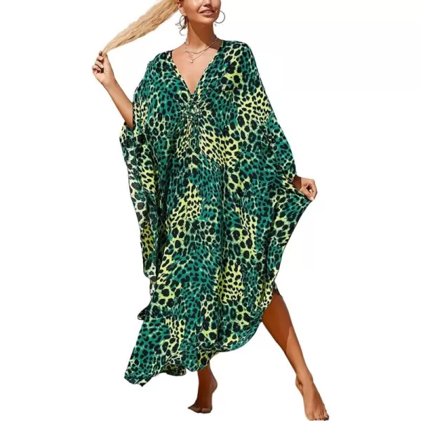 Bsubseach Kaftan Dresses Cover Up for Swimwear Women Plus Size Animal Print Caftan Resort Dress