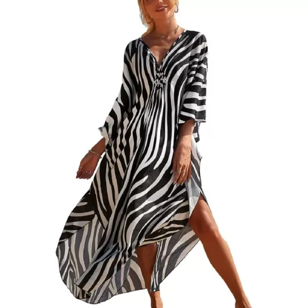 Bsubseach Kaftan Dresses Cover Up for Swimwear Women Plus Size Animal Print Caftan Resort Dress