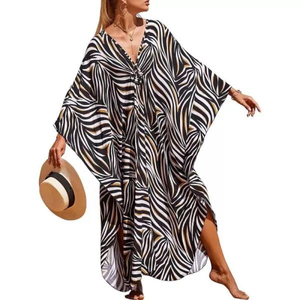 Bsubseach Kaftan Dresses Cover Up for Swimwear Women Plus Size Animal Print Caftan Resort Dress