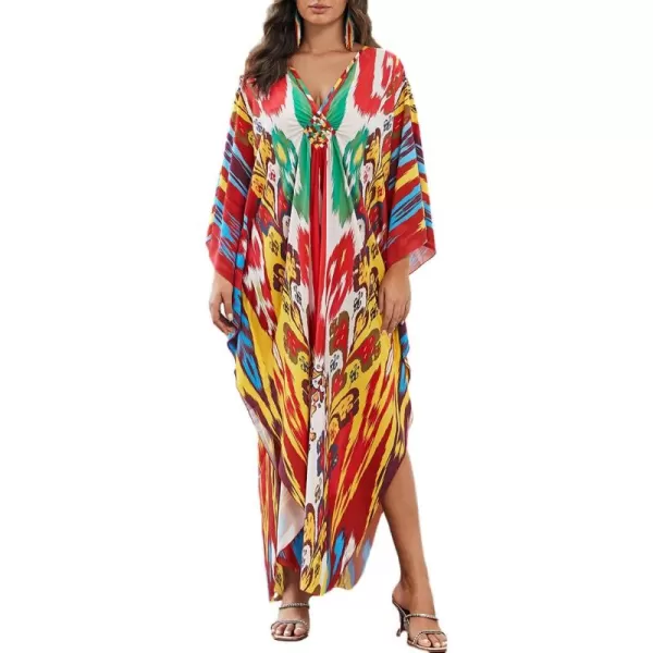 Bsubseach Kaftan Dresses Cover Up for Swimwear Women Plus Size Animal Print Caftan Resort Dress