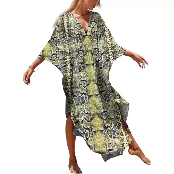 Bsubseach Kaftan Dresses Cover Up for Swimwear Women Plus Size Animal Print Caftan Resort Dress