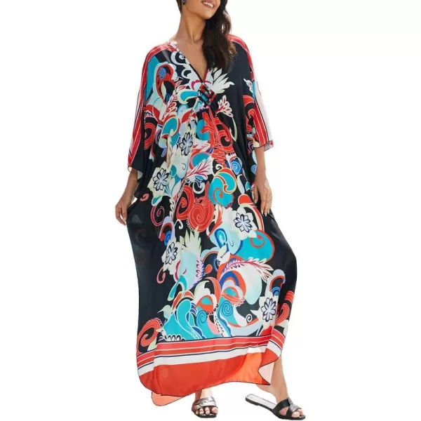 Bsubseach Kaftan Dresses Cover Up for Swimwear Women Plus Size Animal Print Caftan Resort Dress