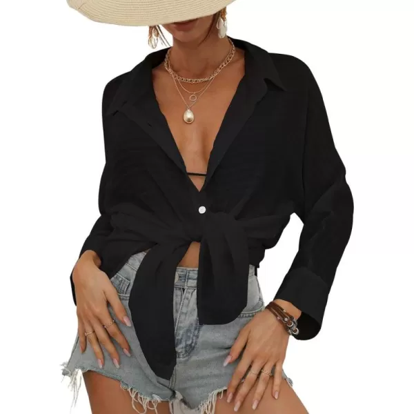 Bsubseach Swimsuit Coverup for Women Button Down Beach Shirt Dress Cover Up Summer Blouse