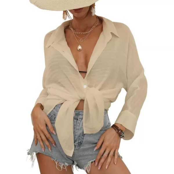 Bsubseach Swimsuit Coverup for Women Button Down Beach Shirt Dress Cover Up Summer Blouse