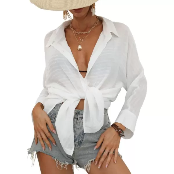 Bsubseach Swimsuit Coverup for Women Button Down Beach Shirt Dress Cover Up Summer Blouse