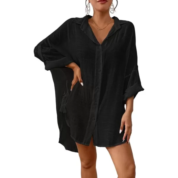 Bsubseach Women 2024 Swimsuit Cover Up Split Tie Beach Shirt Blouse