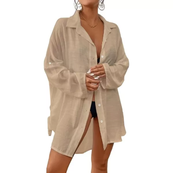 Bsubseach Women 2024 Swimsuit Cover Up Split Tie Beach Shirt Blouse