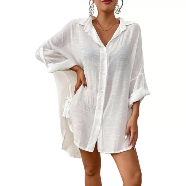 Bsubseach Women 2024 Swimsuit Cover Up Split Tie Beach Shirt Blouse