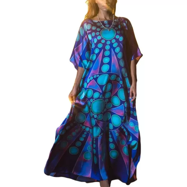 Bsubseach Women Bathing Suit Cover Up Ethnic Print Kaftan Beach Maxi Dresses