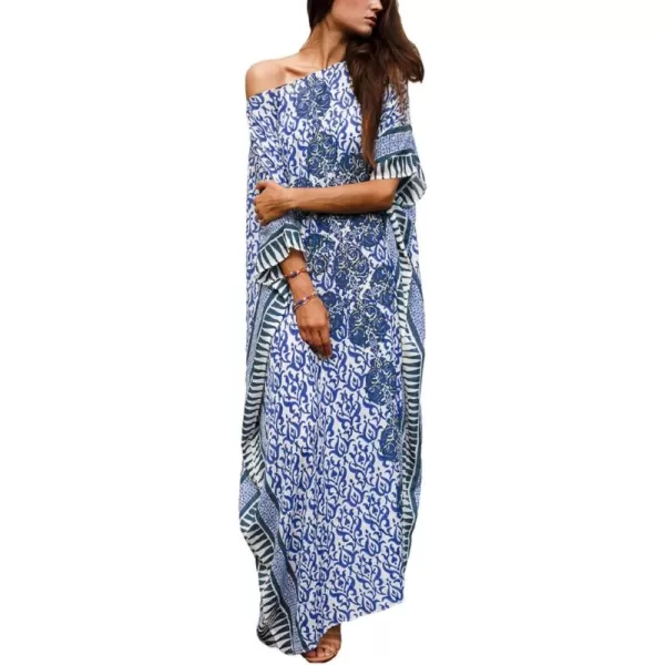 Bsubseach Women Bathing Suit Cover Up Ethnic Print Kaftan Beach Maxi Dresses