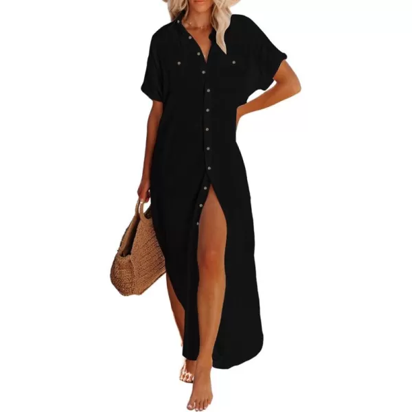 Bsubseach Women Bathing Suit Cover Ups Button Down Beach Swimsuit Cover Up Long Kimono Cardigans Summer Vacation outfits