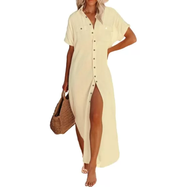 Bsubseach Women Bathing Suit Cover Ups Button Down Beach Swimsuit Cover Up Long Kimono Cardigans Summer Vacation outfits