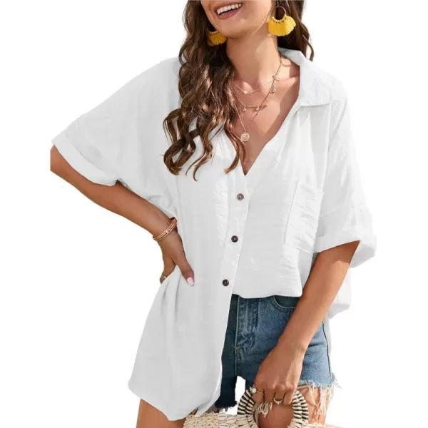 Bsubseach Women Casual Button Down Street Style Shirt Blouse Tops Swimsuit Cover Up