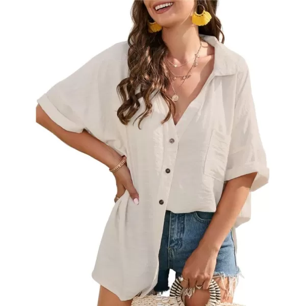 Bsubseach Women Casual Button Down Street Style Shirt Blouse Tops Swimsuit Cover Up