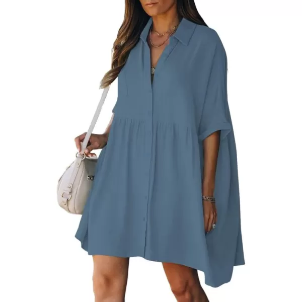 Bsubseach Women Casual Swimsuit Cover Up Blouses Button Down Beach Tunic Dress Bathing Suit Coverup