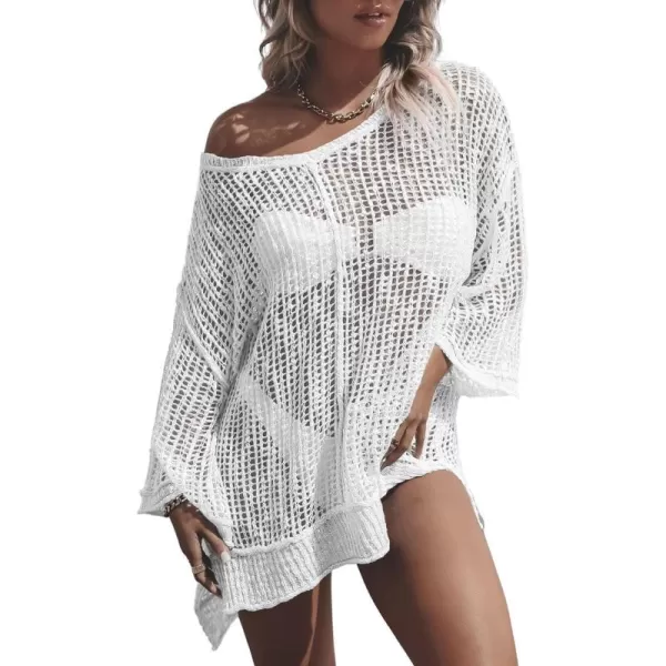 Bsubseach Women Crochet Cover Ups Hollow Out Bikini Swimsuit Cover Up Summer Knit Beach Top Vacation Outfits