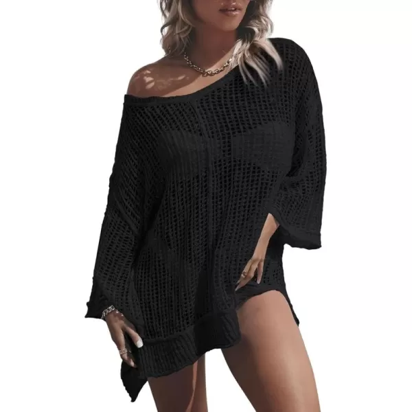 Bsubseach Women Crochet Cover Ups Hollow Out Bikini Swimsuit Cover Up Summer Knit Beach Top Vacation Outfits