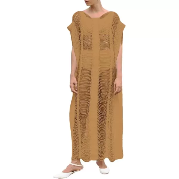 Bsubseach Women Crochet Hollow Out Swimsuit Cover Ups Knitted Beach Tank Dress