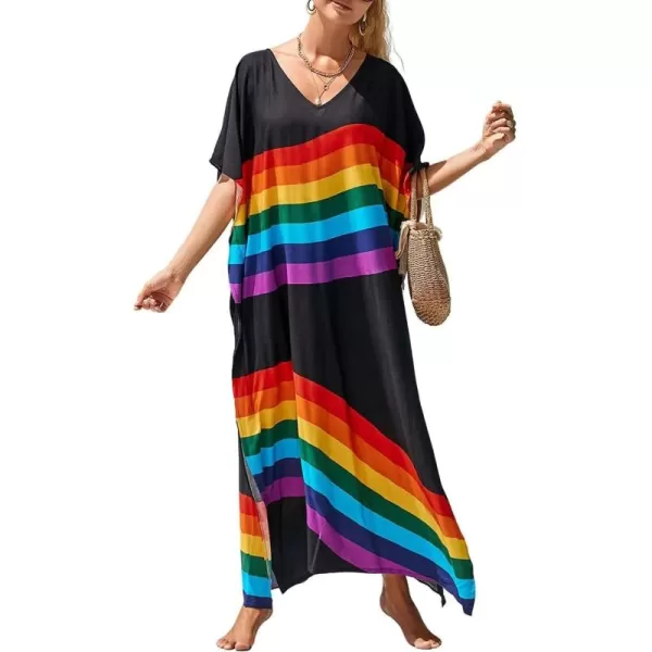 Bsubseach Women Kaftan Dress Print Swimsuit Cover Up Plus Szie Caftans Maxi Beach Dress