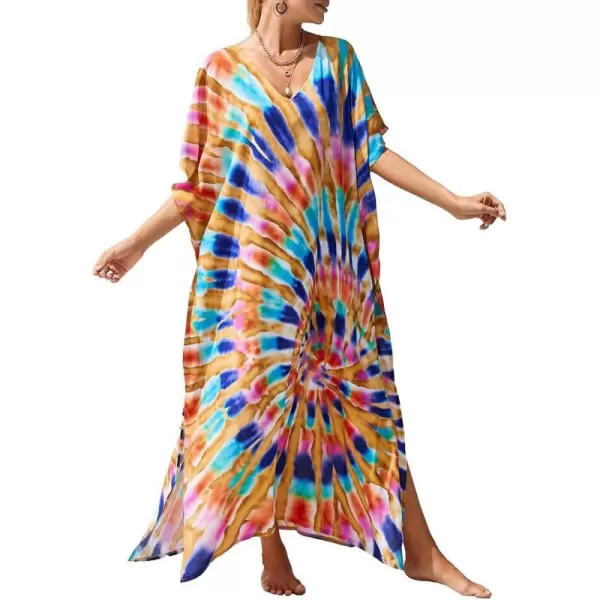 Bsubseach Women Kaftan Dress Print Swimsuit Cover Up Plus Szie Caftans Maxi Beach Dress