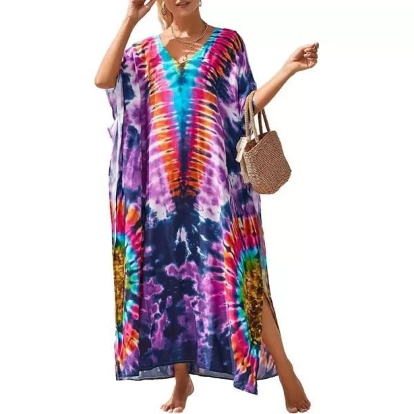 Bsubseach Women Kaftan Dress Print Swimsuit Cover Up Plus Szie Caftans Maxi Beach Dress